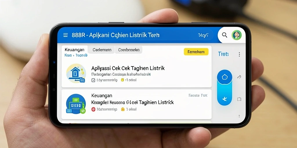 Antarmuka aplikasi 888R untuk pengecekan tagihan listrik yang mudah.