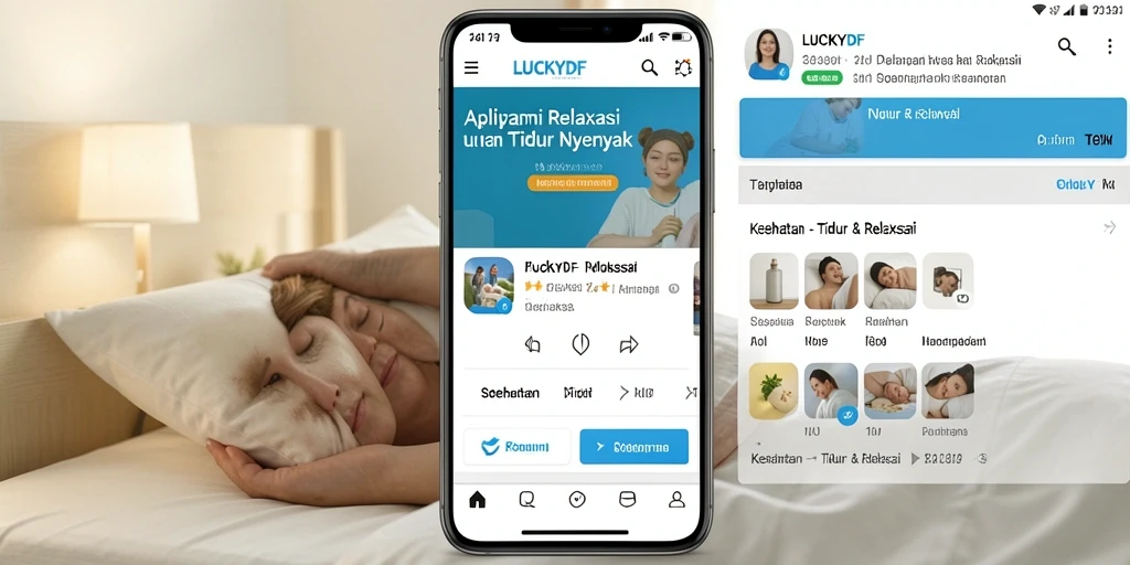 Tampilan antarmuka aplikasi LUCKYDF untuk relaksasi dan tidur.