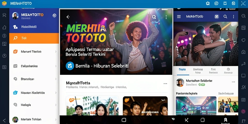 Tampilan antarmuka aplikasi MERAHTOTO untuk berita selebriti.
