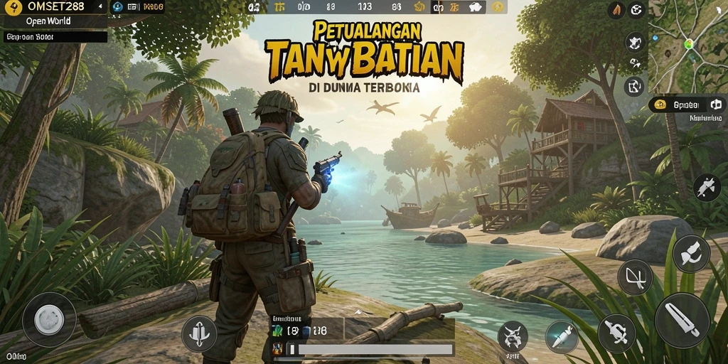 Antarmuka game Open World OMSET288 menampilkan pemandangan yang indah dan fitur interaktif.