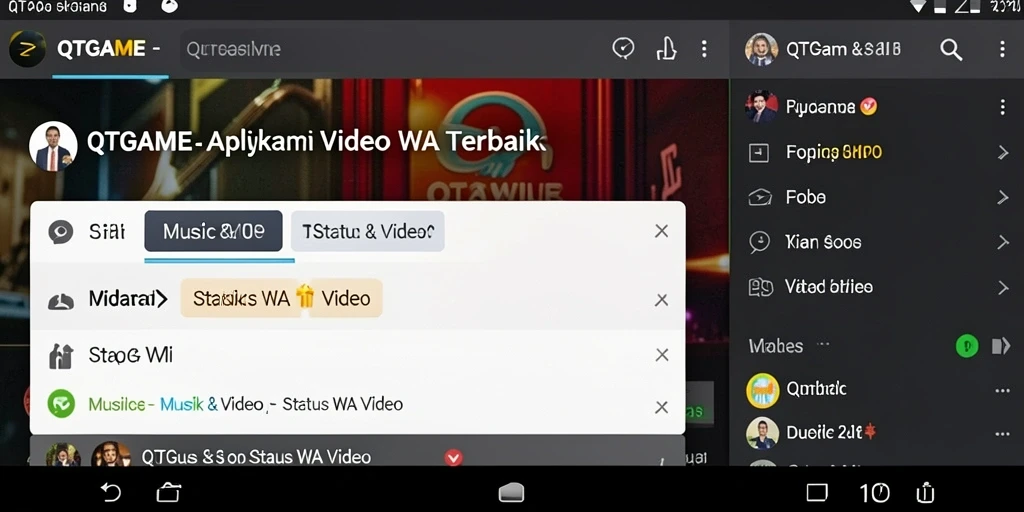 Tampilan antarmuka aplikasi QTGAME untuk Status WA Video yang menarik.