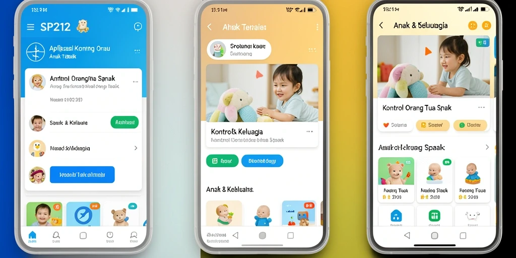 Tampilan antarmuka aplikasi Kontrol Orang Tua Anak yang intuitif.