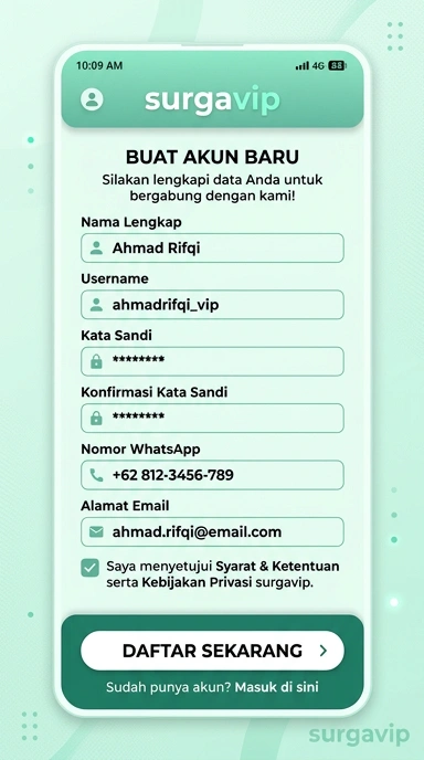 Panduan Registrasi Akun Baru Surgavip untuk Pengguna Android
